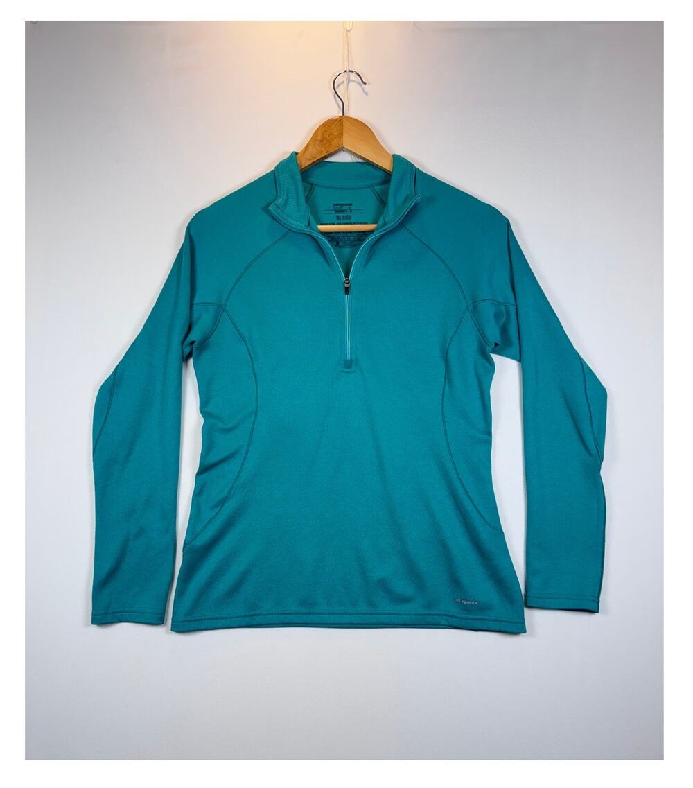 Patagonia Capilene 3 Women’s Small Green Teal Quarter Zip Pullover Base Layer